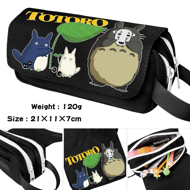 Totoro Inspired Waterproof Canvas Pencil Case – Large Capacity Double-Layer Stationery Bag with Carry Handle for Students & Studio Ghibli Fans